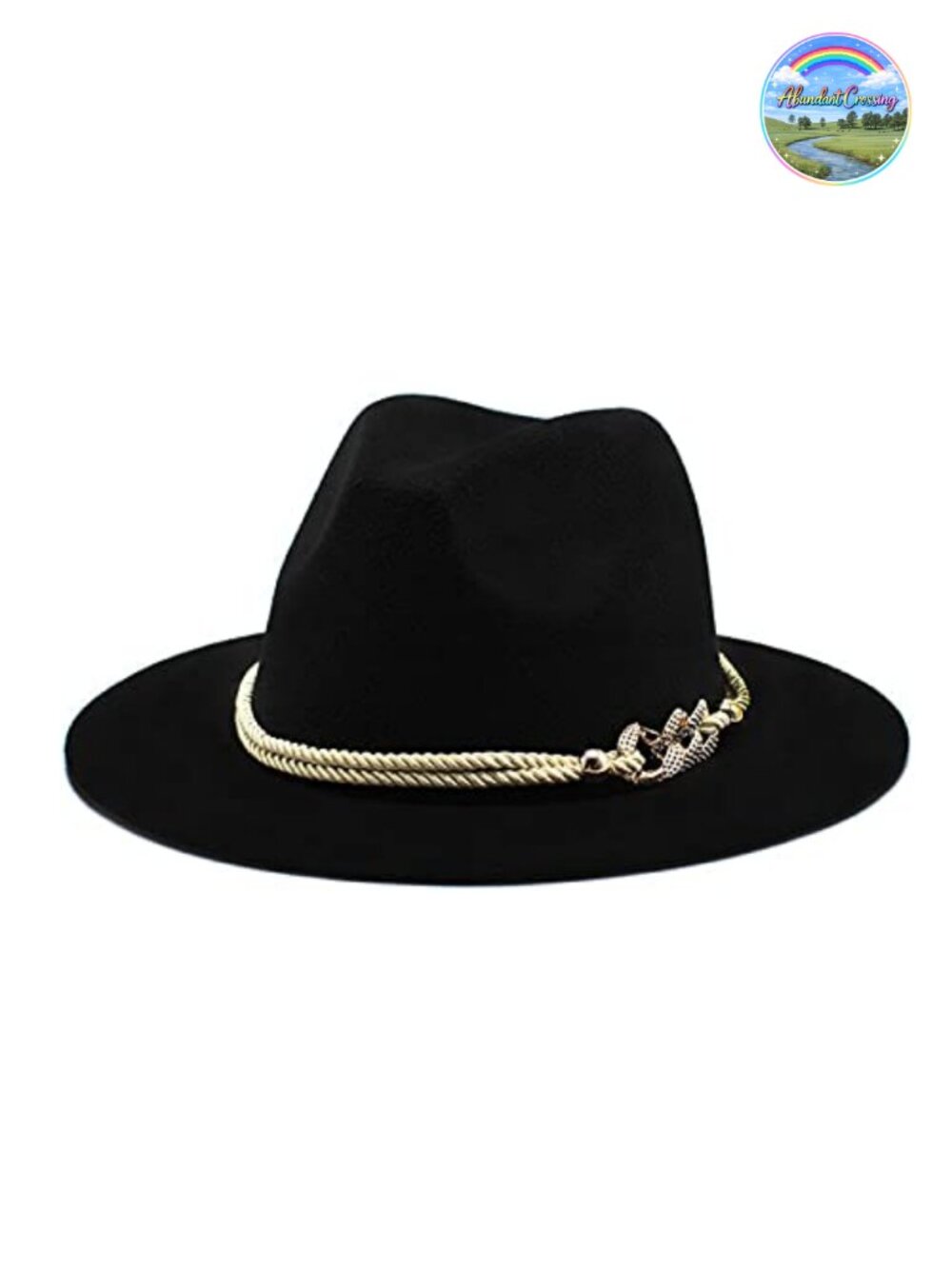 Wide Brim Felt Fedora Panama Hat Ring Belt Adjustable One Size